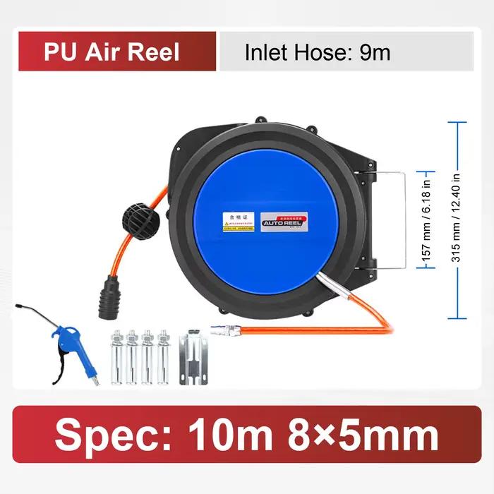 Enrouleur Automatique 10-25m Tuyau PU pour Eau Air ou Câble Bobine à Rappel Automatique Industrielle