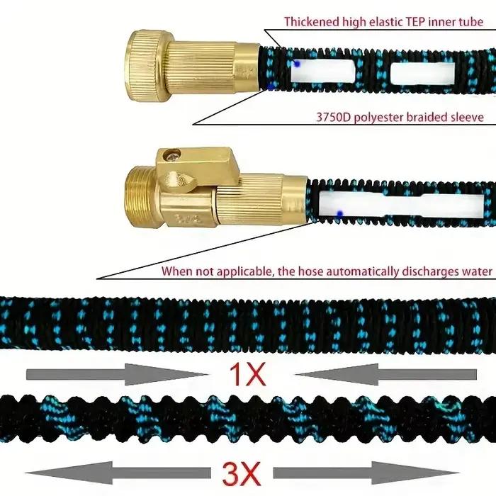 Tuyau d'arrosage extensible FlowSpral en caoutchouc anti-UV, résistant à la corrosion et abrasion, pour arrosage, nettoyage du jardin et lavage de voiture, disponible en plusieurs longueurs, montable au mur, sans plis