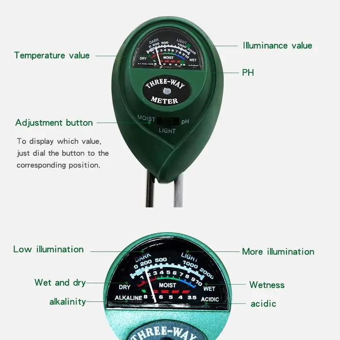 PH-mètre de jardin 3 en 1 testeur de pH fleurs sol capteur d'humidité plante occasions spéciales jardinage