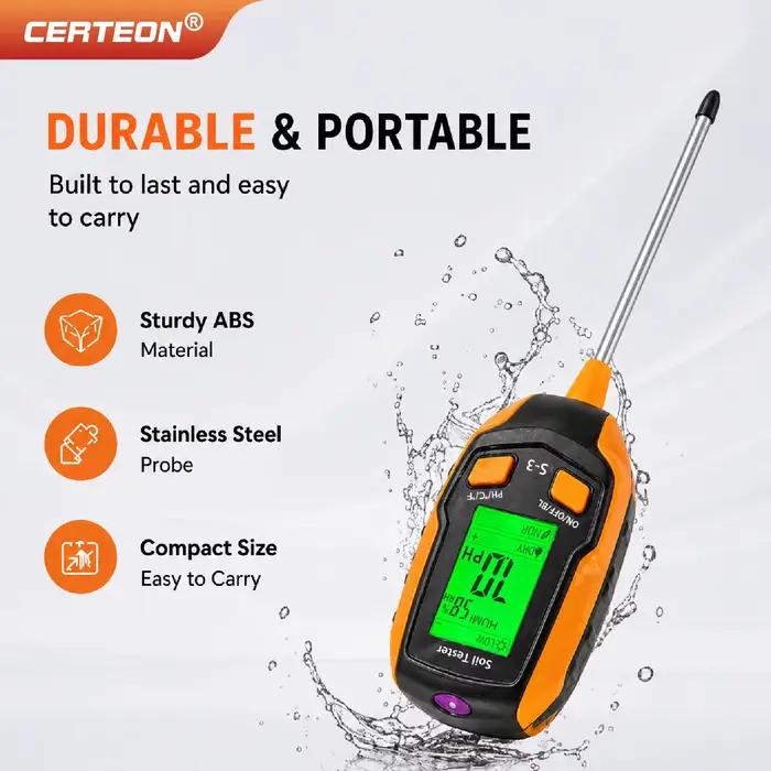 Testeur de Sol 4 en 1 5 en 1 6 en 1 pH Humidité Température Lumière Compteur Numérique Outil Jardinage Haute Précision