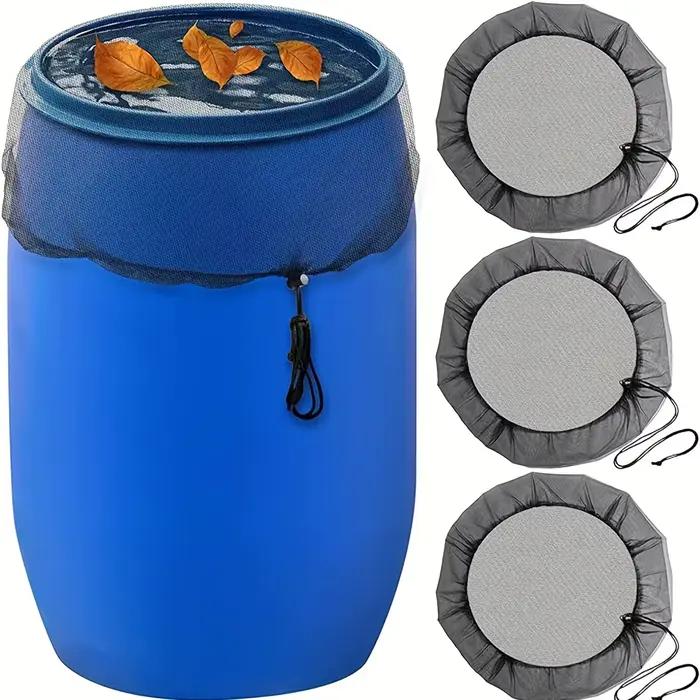 Couverture en filet pour seau de récupération d'eau de pluie avec cordon de serrage