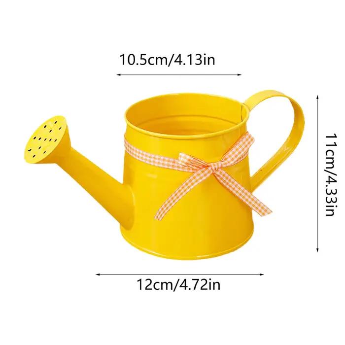 Mini arrosoir 1L en métal avec tête de pulvérisation et ruban à carreaux, design vintage pour plantes d'intérieur et extérieur, adapté pour la maison, le bureau, le balcon et le jardin