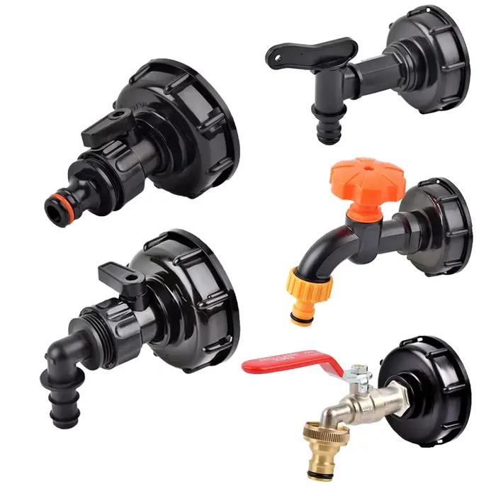 Connecteur de tuyau en PE coudé de robinet de réservoir IBC à filetage grossier S60 x 16mm 1/2 ''3/4