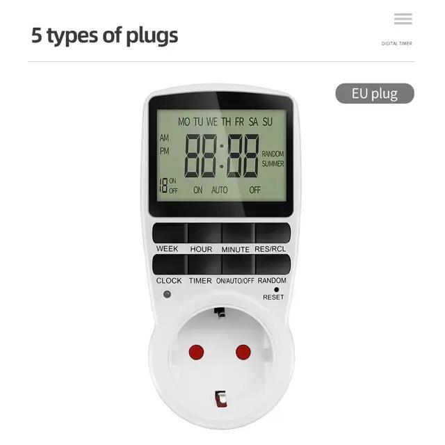 Minuterie numérique électronique, prise ue, 12/24 heures, prise de synchronisation Programmable, 220