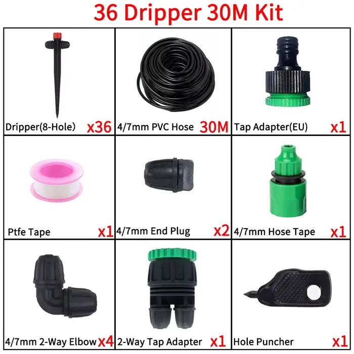 Kit d'irrigation goutte à goutte pour jardin, arroseur à pointe de 1/4'', système d'arrosage automat