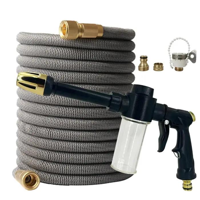 Tuyau d'arrosage de jardin extensible avec double connecteur métallique