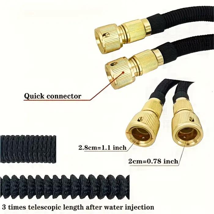 Tuyau d'arrosage magique enroulable TPE haute pression pour jardin et agriculture résistant à l'abrasion et à l'UV en noir 3/4'' adaptable à votre mur