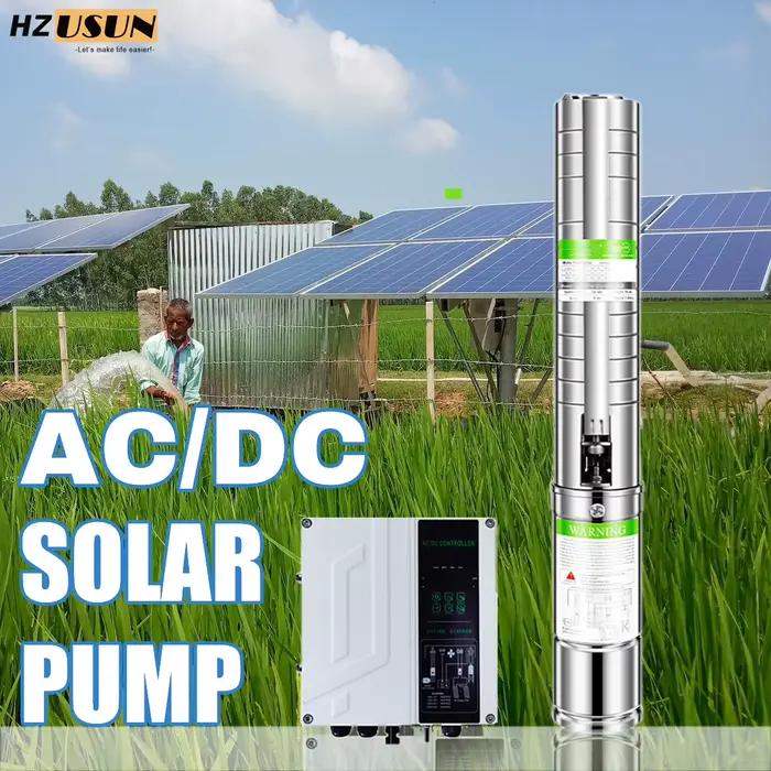 HZUSUN AC DC 2 HP 4 pouces perceuse Submersible 200 pieds pompe de puits profond pour l'irrigation d