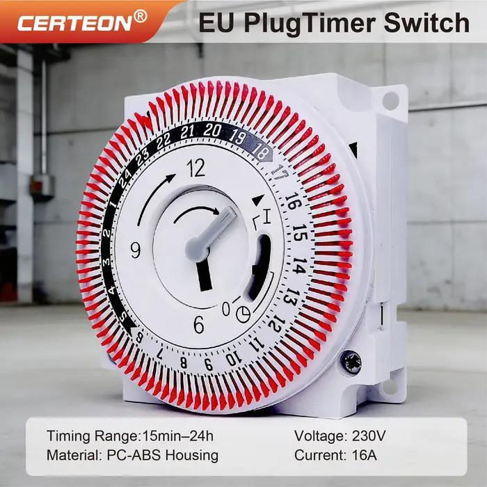 Prise Minuterie Mécanique GT01 24H Programmable Interrupteur Automatique Par Intervalles de 15 Minutes pour Appareils Électroménagers Contrôle Marche Arrêt