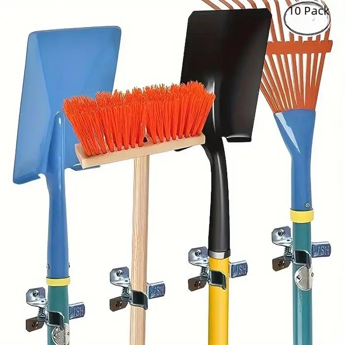 Organisateur d'outils de jardin en fer mural pour garages et abris de jardin 10 supports muraux pour pelles rangement efficace et durable