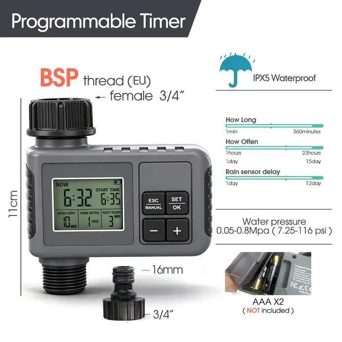 Minuteur d'arrosage automatique intelligent avec écran LCD pour robinet à bille domestique, compatible avec divers types de vannes et systèmes d'irrigation pour jardiniers passionnés