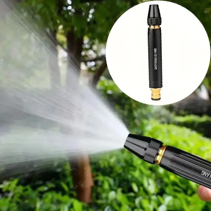 Pistolet d'arrosage en plastique noir à buses interchangeables pour arrosage et lavage de voiture multifonctionnel pour jardin et maison