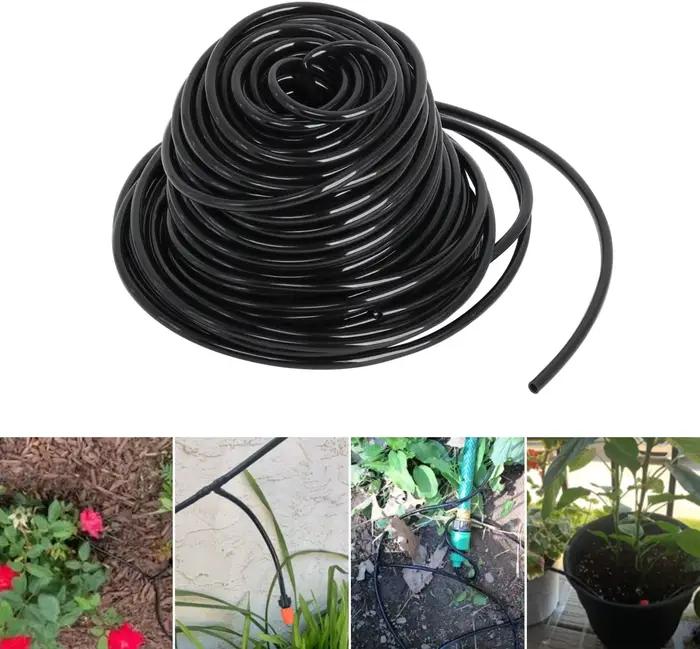 Tuyau d'arrosage en PVC 4mm ID 6mm OD pour système d'irrigation de jardin résistant aux UV, flexible et doux, adapté pour jardins, potagers, terrasses et pelouses