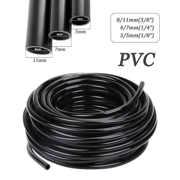 Tuyaux d'irrigation goutte à goutte en PVC noir de 3/5 mm, 4/7 mm, 8/11 mm (1/8'', 1/4'', 3/8'') de