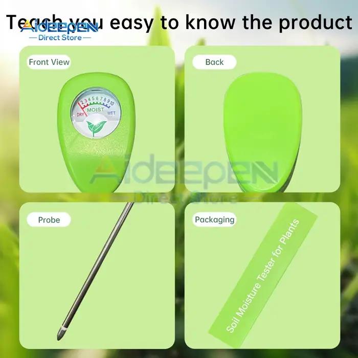 Capteur d'humidité du sol, humidimètre extérieur pour fleurs et plantes, support sec, outil de mesure de l'humidité, détecteur d'arrosage, sonde hygromètre analogique sans batterie pour jardinage domestique et production agricole