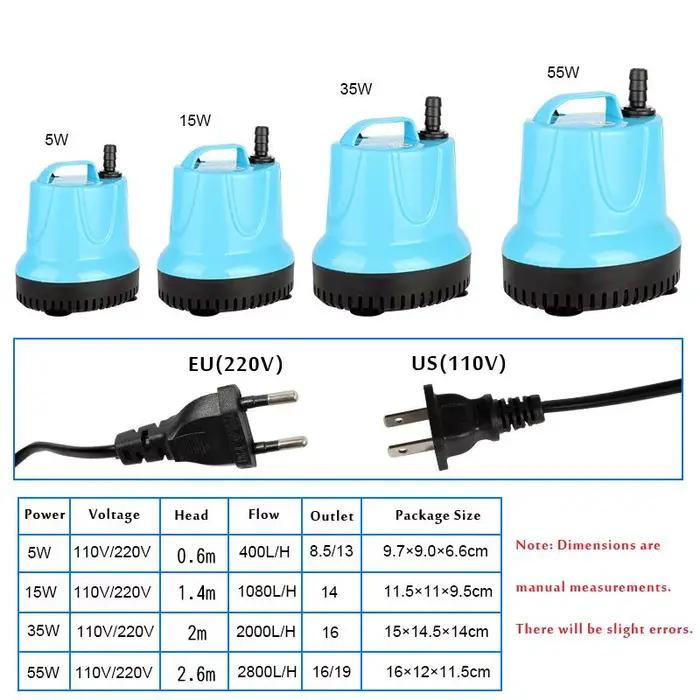 Pompe à eau Submersible pour Aquarium, 110/220v, pompe d'aspiration de fond, filtre de fraisage pour