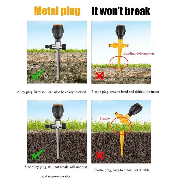Arroseur à bras oscillant en plastique 360° pour jardin et pelouse, kit d'arrosage automatique sans produits chimiques pour aménagement paysager et irrigation agricole