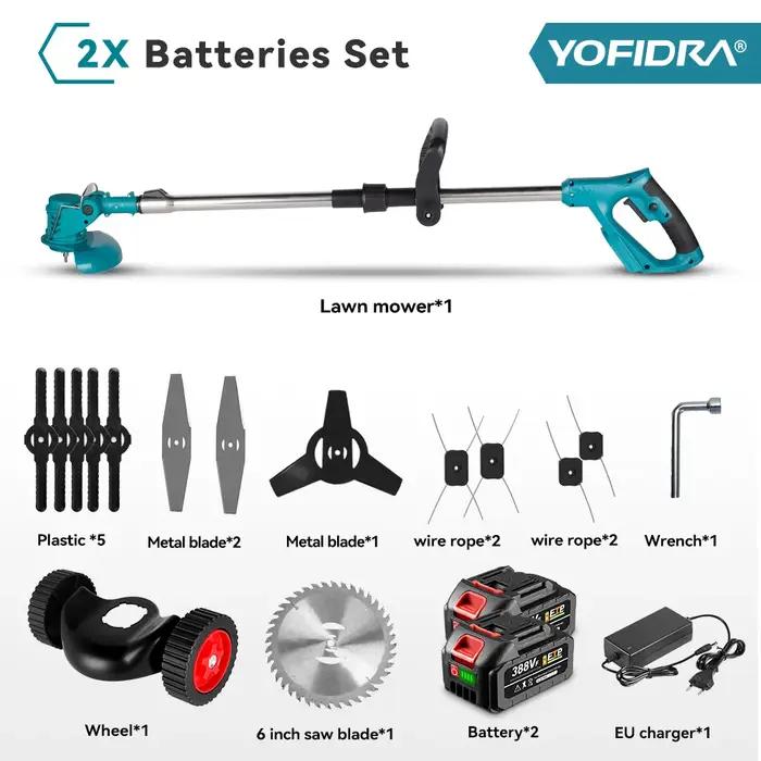 YOFIDRA tondeuse à gazon électrique sans fil jardin coupe
