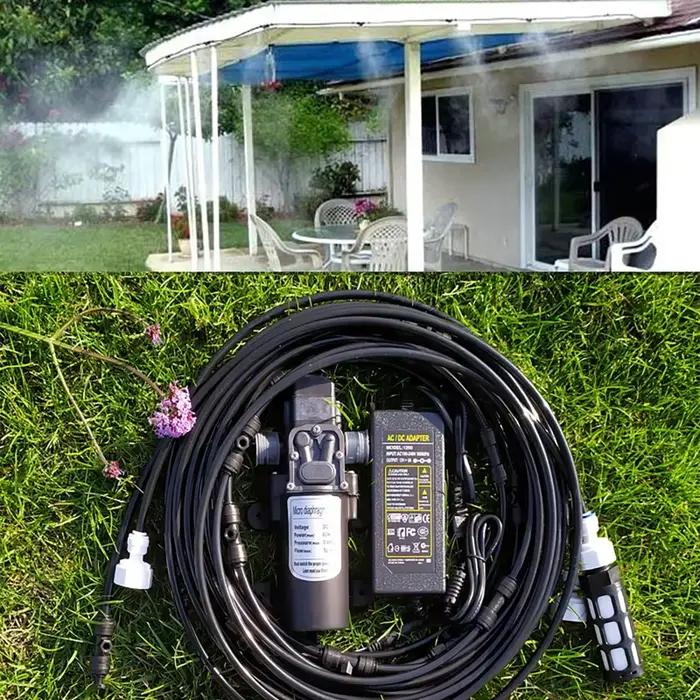 Atomiseur de brouillard d'eau de jardin 18m système de pulvérisation sac à dos pour plantes refroidissement extérieur humidification patio jardin occassions spéciales