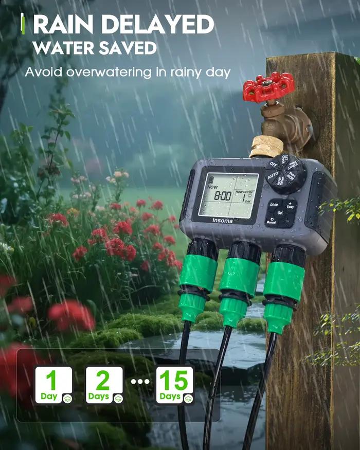 Insome programmeur d'irrigation automatique 3 sorties tuyau d'arrosage Dip robinet minuterie