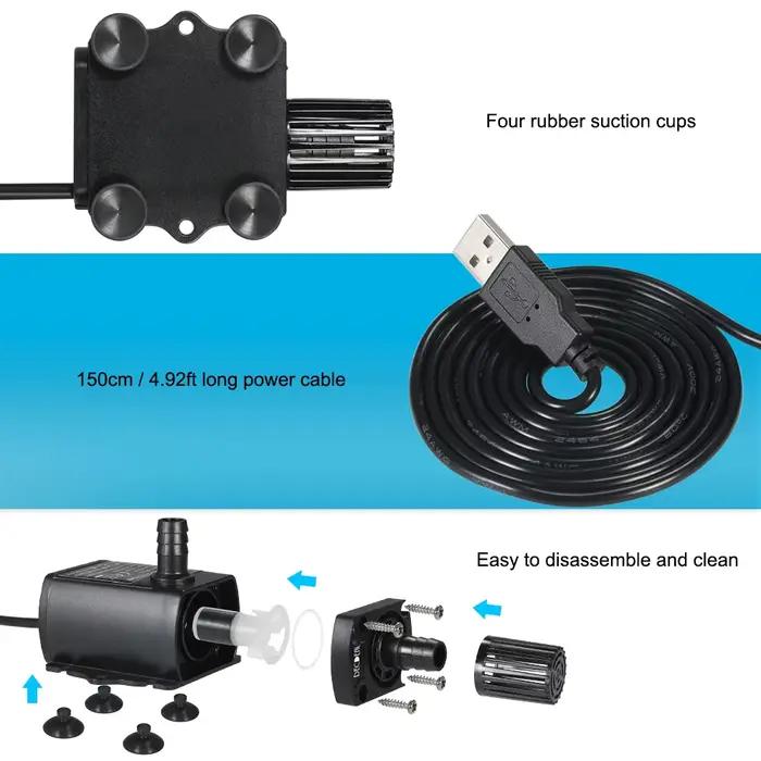Pompes à eau pour étang jardin Camping fournitures USB 5V 4.8W Ultra-silencieux Mini sans brosse étanche Submersible fontaine Aquarium