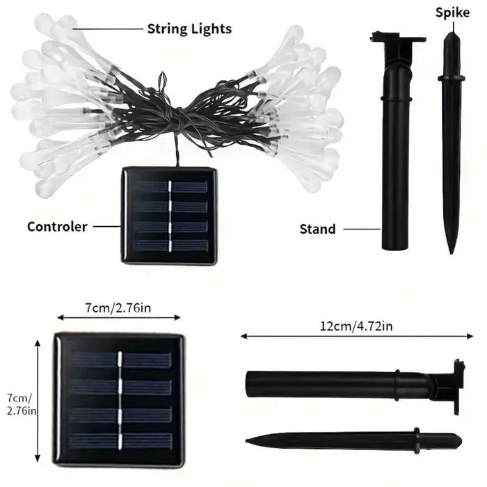 5-12m gouttelettes d'eau chaîne solaire lumières étanche décoration extérieure guirlande Fariy lumières noël fête de mariage jardin