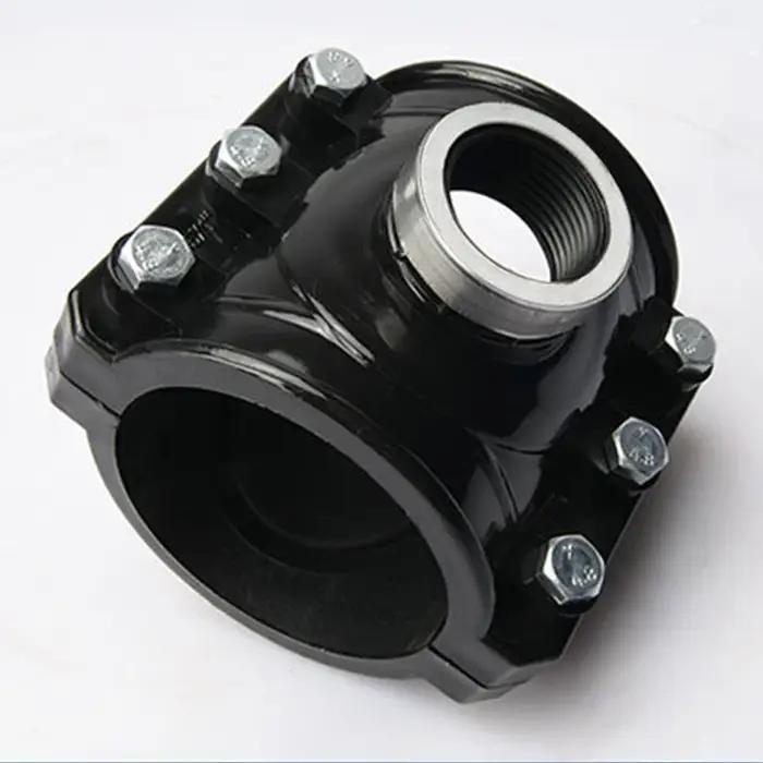 Raccord de tuyau HDPE, collier de serrage PE avec filetage en acier inoxydable 25-110 mm