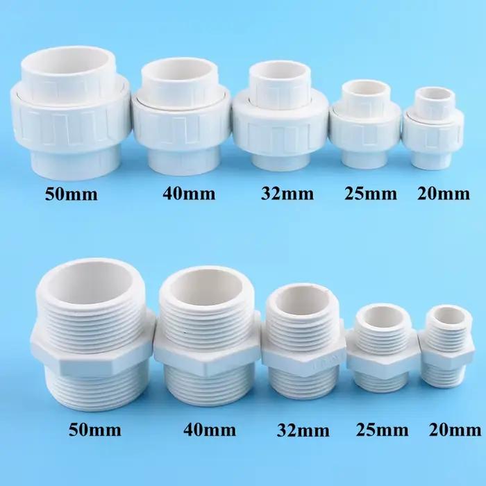 Raccord de tuyau PVC 20~50mm Blanc pour irrigation de jardin, Té direct, Coude, Union, Serre-tuyau, Raccord croisé, Vanne à boisseau sphérique pour aquarium