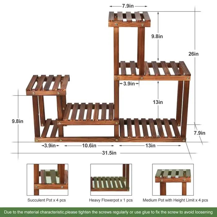 Support pour plantes en bois de pin, intérieur et extérieur, étagère à fleurs multicouche, support p