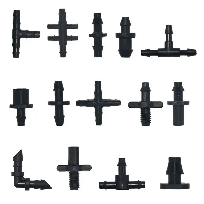 Connecteur d'arrosage goutteur d'irrigation 1/8" 1/4", tuyau barbelé en T, coude, raccord de réparation de tuyau d'eau, coupleur de Tube de jardin noir 30 pièces pour jardinage occassions spéciales