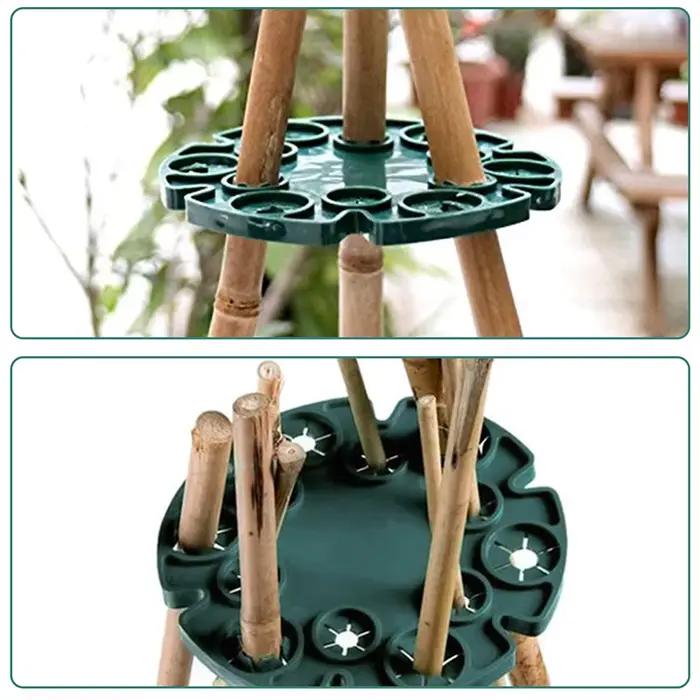 Plateaux de Protection pour plantes de jardin, 5 pièces, Support pour canne en bambou, Support pour
