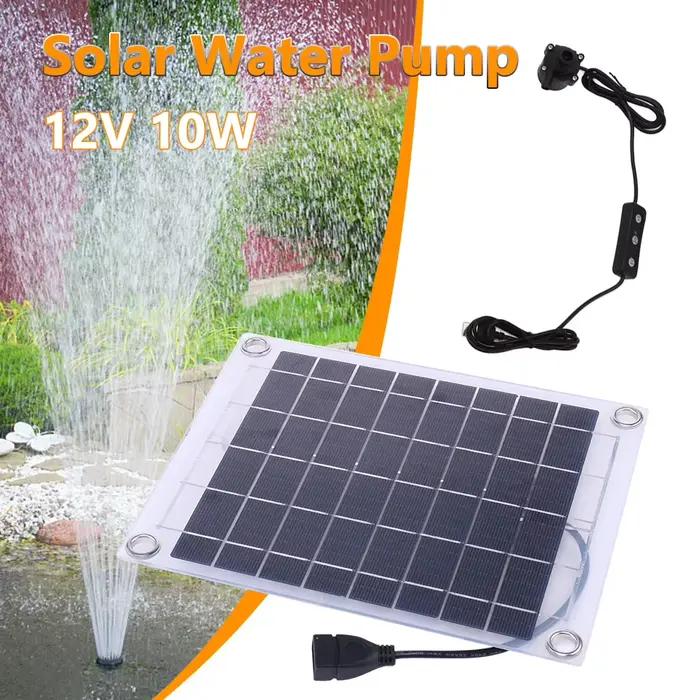 Pompe à eau solaire 12V 10W pour jardin, système d'arrosage, kits de fontaine, pompe solaire avec réglage, décorations d'eau extérieures et intérieures