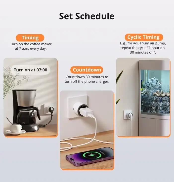 Prise WiFi Intelligente Sonoff S60 EU Surveillance Energie Programmation Minuterie Controle App Commande Vocale Scene Intelligent Protection Sûreté Durabilité Occasions Particulières