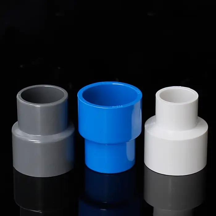 Connecteur PVC réducteur droit pour tuyau d'eau 20/25/32/40/50/63/75/90/110/125/160/200mm en blanc/bleu/gris pour plomberie et arrosage domestique