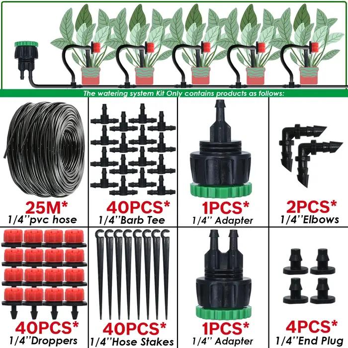 Kit d'arrosage automatique KESLA 5-50m avec irrigation goutte-à-goutte wifi pour plantes en pot et serre