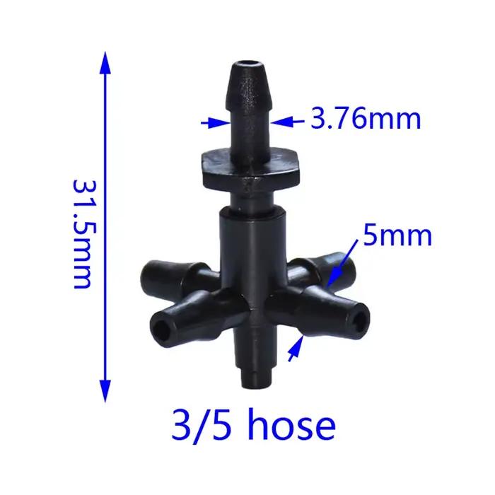 Adaptateur de distributeur d'eau, connecteur croisé à 4 voies, 5 voies, 3/5 tuyau, 20 pièces