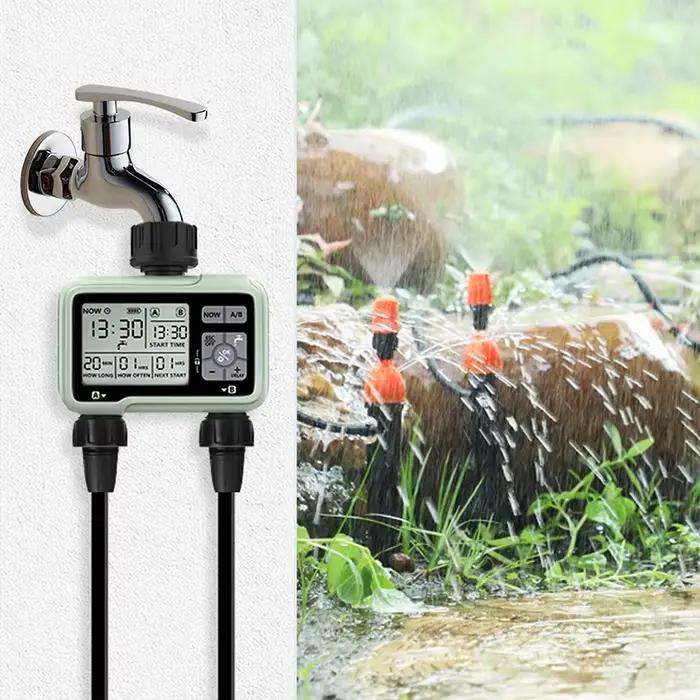 Minuterie d'eau à 2 sorties pour jardiniers professionnels arrosage automatique programmable irrigation précise et économique pour jardins extérieurs occasions spéciales