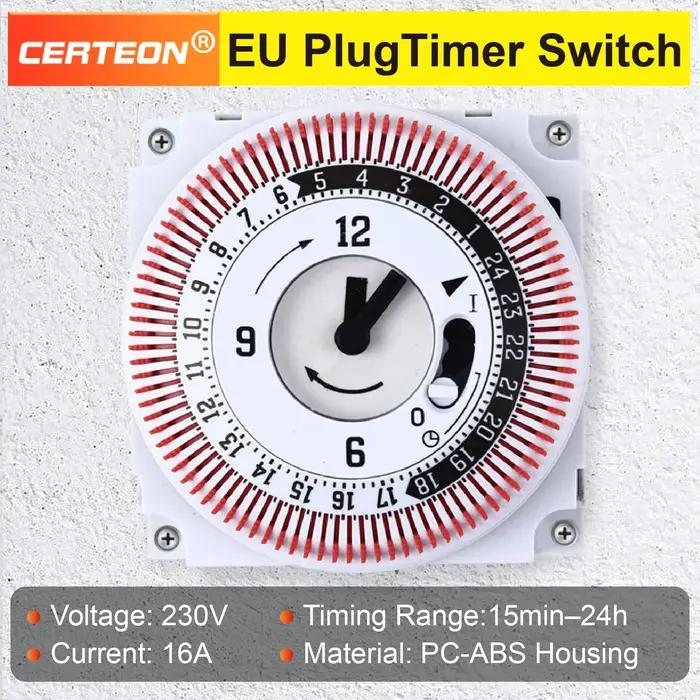 Prise Minuterie Mécanique GT01 24H Programmable Interrupteur Automatique Par Intervalles de 15 Minutes pour Appareils Électroménagers Contrôle Marche Arrêt