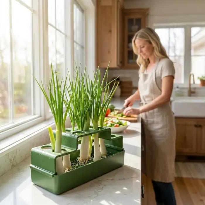 Système hydroponique intérieur pour culture d'oignons verts avec dispositif d'arrosage automatique pour jardinage urbain à la maison