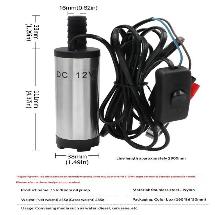 Pompe de transfert électrique submersible 12V pour l'eau et le carburant (huile)