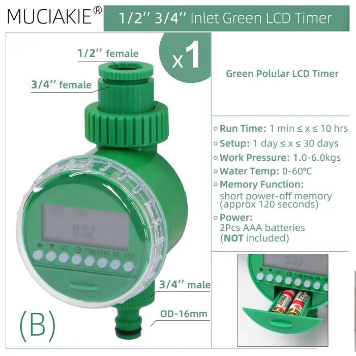 Minuterie d'arrosage MUCIAKIE pour jardin, contrôle d'irrigation automatique, valve programmable, outil d'arrosage goutte-à-goutte pour plantes et pelouses occasions spéciales