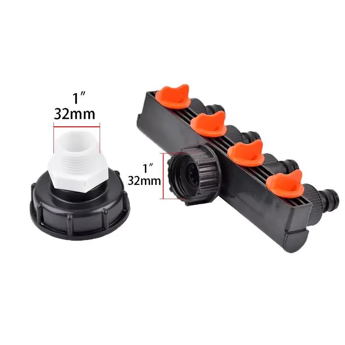Adaptateur d'eau de jardin IBC S60 de 1000 litres avec séparateurs de tuyau à 4 voies pour irrigation optimisée jardin verdoyant occasions spéciales