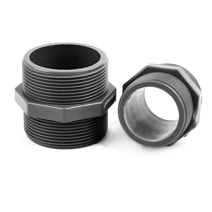Connecteurs droits égaux en PVC à Double filetage mâle de 1/2 à 2 pouces, connecteur de tuyau d'aqua
