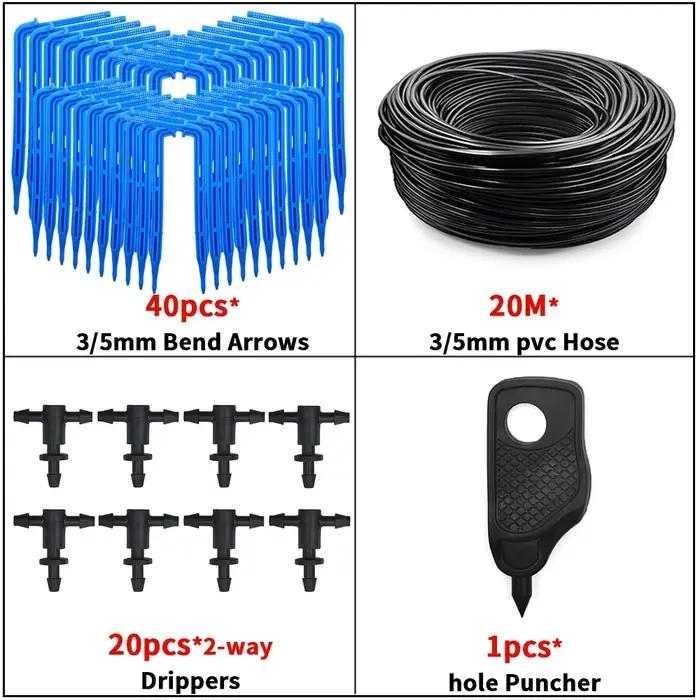 Kit d'arrosage goutte à goutte pour serre 4 voies avec émetteur 2 voies flèche 3/5mm divers couleurs jardinage irriguer fleurs plantes