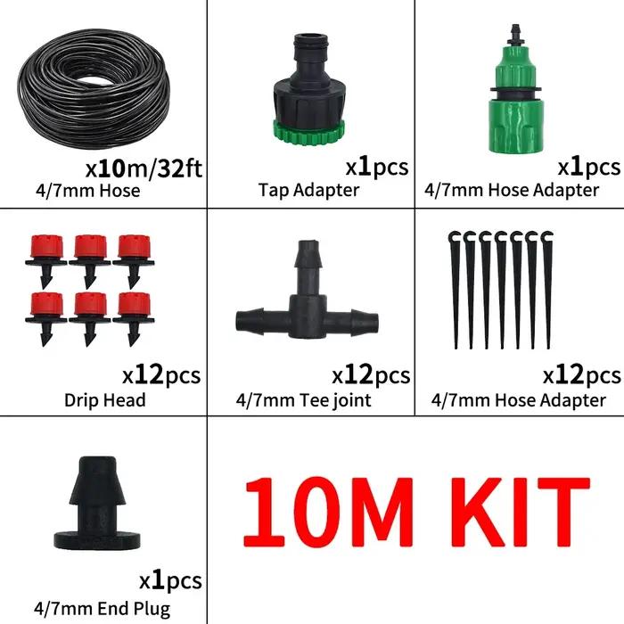 Kit d'arrosage automatique de 20 m avec goutteurs réglables pour jardin