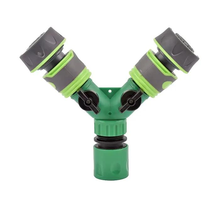 Séparateur d'eau du robinet de jardin à 2 voies, tuyau de 1/2 "3/4" à 20/25mm, connecteur rapide, Ty