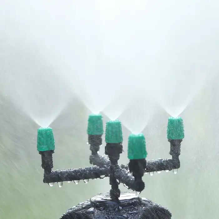 Kit de buse de brumisation à 5 voies pour jardin irrigation rafraîchissement humidification dépoussiérage aménagement paysager désinfection jardinage plantes bricolage