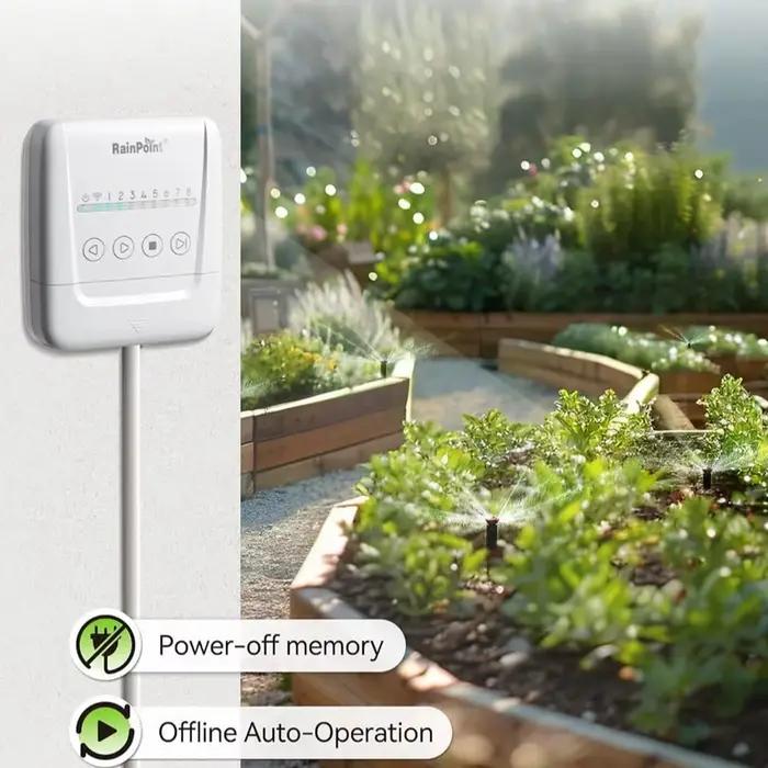 Contrôleur d'irrigation WiFi Rainpoint minuterie d'arrosage intelligent 8 zones système d'arrosage basé sur les données météorologiques jardinage automatique application gratuite gestion collaborative jardin verdoyant économie d'eau installation facile pour propriétaires de jardins
