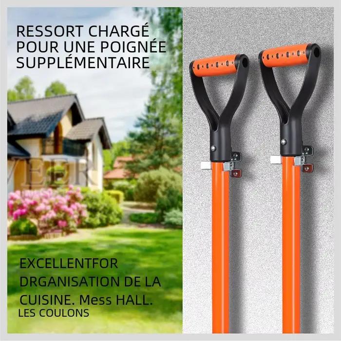 Organisateur d'outils de jardin en fer mural pour garages et abris de jardin 10 supports muraux pour pelles rangement efficace et durable