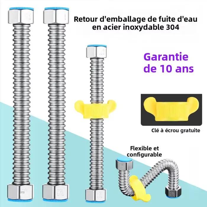 Tuyau d'eau en acier inoxydable 304, tuyau de plomberie tressé 1/2' pour toilettes, raccord de chauf